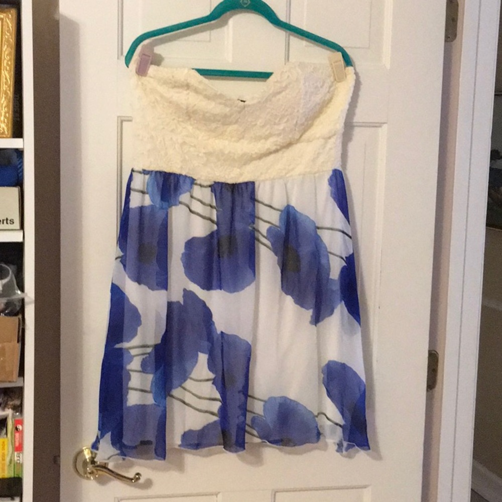 EUC,2X,Off white lined lace sweetheart neckline bodice,chiffon lined skirt